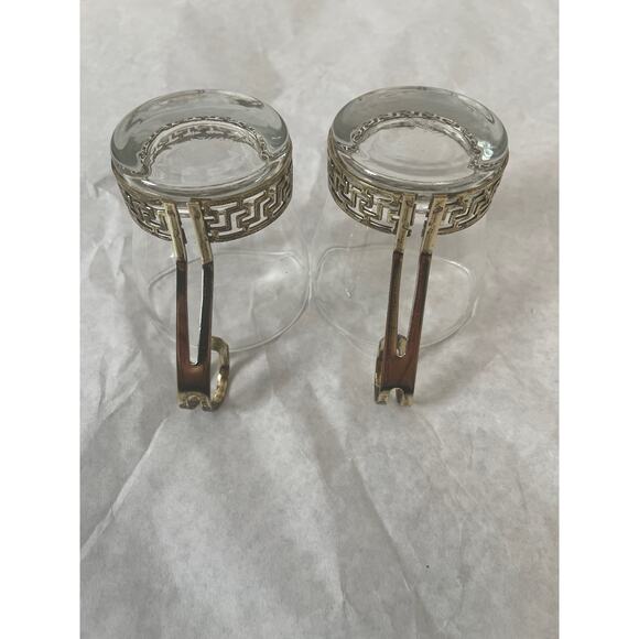 Libbey Glass Vintage Continental Gold Greek Key Coffee Tea Cups - Picture 5 of 8